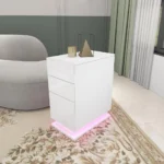 Mesita de noche de madera con 3 capas de cajones, enchufe estándar europeo, lámpara cálida, muebles de dormitorio para el hogar, 50x30x63cm