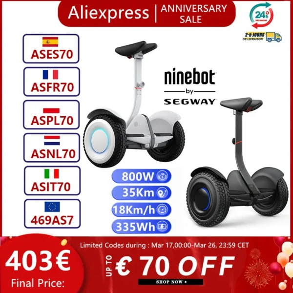 Stock de la UE Original Ninebot de Segway Mini Pro 2 Scooter eléctrico 18 km/h velocidad 35km alcance monociclo autoequilibrado