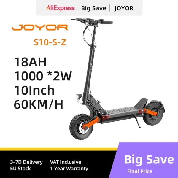 Patinete eléctrico JOYOR S10-S-Z: scooter barato y resistente para adultos - Imagen 2