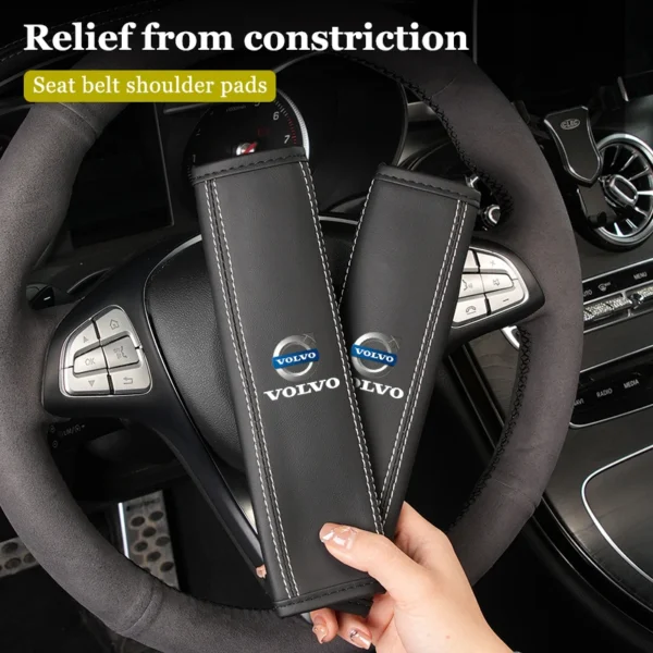 Almohadilla de hombro con logotipo de coche, cubierta de cinturón de seguridad de cuero, accesorios para Volvo XC40 S60 S80 S90 XC60 XC70 XC90 V40 V60 V90, 2 uds.