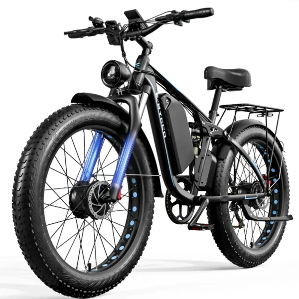 Bicicleta eléctrica de montaña, bici con Motor Dual potente, batería de litio 52V23AH, neumático ancho 26x3000 pulgadas, 4,0 W - Imagen 6