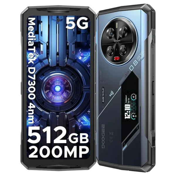 DOOGEE V40 Pro 5G Rugged Phone 6.78" 120 Hz 16GB+512GB Gaming Phone Dimensity 7300 200MP AI Camera 8680mAh Android 14 NFC Phones