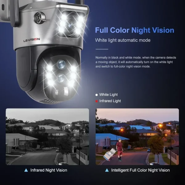 LS VISION 12MP 4G/WiFi cámara Solar de doble pantalla para exteriores Zoom 10X 6K tres lentes cámara de vigilancia de seguimiento automático humano V380 Pro - Imagen 6