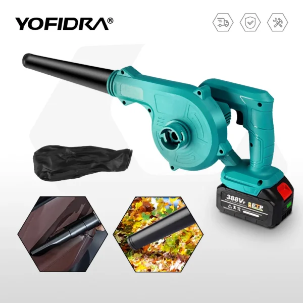 YOFIDRA soplador de aire eléctrico limpiador de polvo 2 en 1 herramienta eléctrica de limpieza de nieve de hojas de jardín de mano inalámbrica para batería Makita de 18V