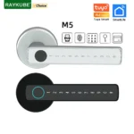 RAYKUBE M5 Tuya BLE cerradura de puerta con huella dactilar cerradura electrónica Digital con contraseña/llave/tarjeta IC/Smartlife/desbloqueo de aplicación Tuya