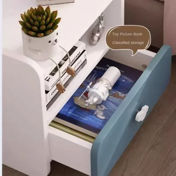 Mesita de noche moderna con cajones dobles, bonita mesita de noche para niños, armario blanco multifuncional para dormitorios de niñas - Imagen 5