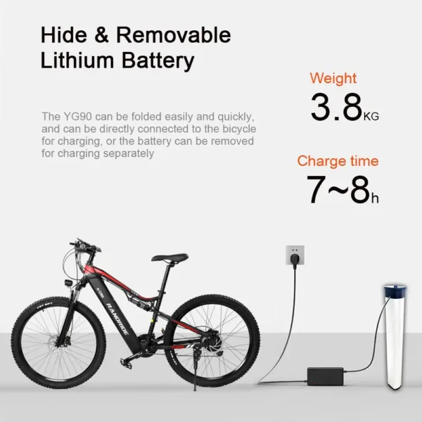 Rad Ride-bicicleta eléctrica YG90, bici con Motor de 1000W, 48V, 17Ah, velocidad máxima de 45 km/h, batería de 27,5 pulgadas, neumáticos todoterreno, freno hidráulico de montaña - Imagen 5