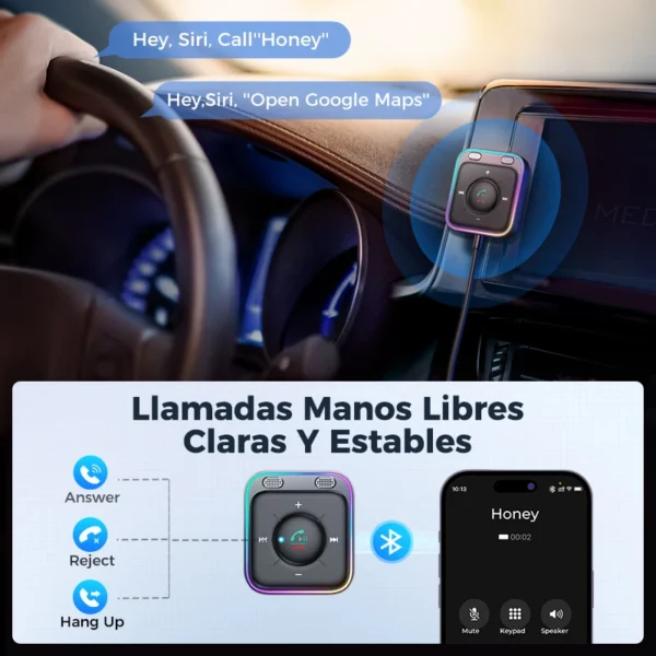Joyroom-receptor inalámbrico para coche, adaptador con Bluetooth 5,3, doble micrófonos mejorados, ENC, cancelación de ruido, 3,5mm, AUX - Imagen 2