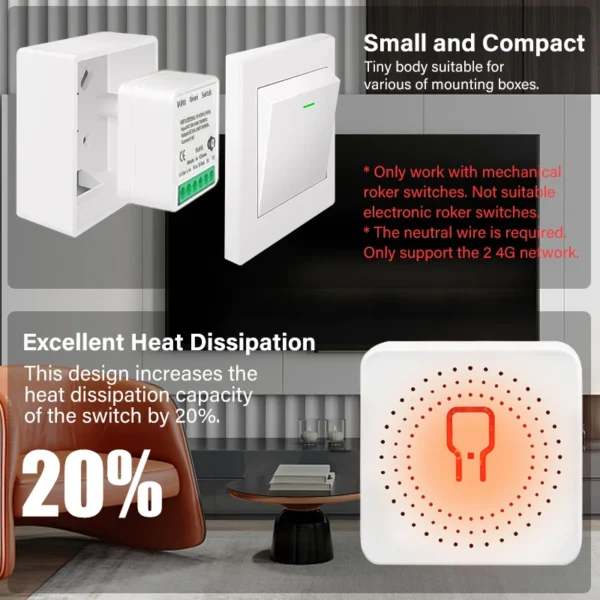 Tuya Smart Zigbee/WiFi Mini interruptor de Control bidireccional interruptor de luz con Monitor de energía SmartLife soporte remoto Alexa Google - Imagen 6