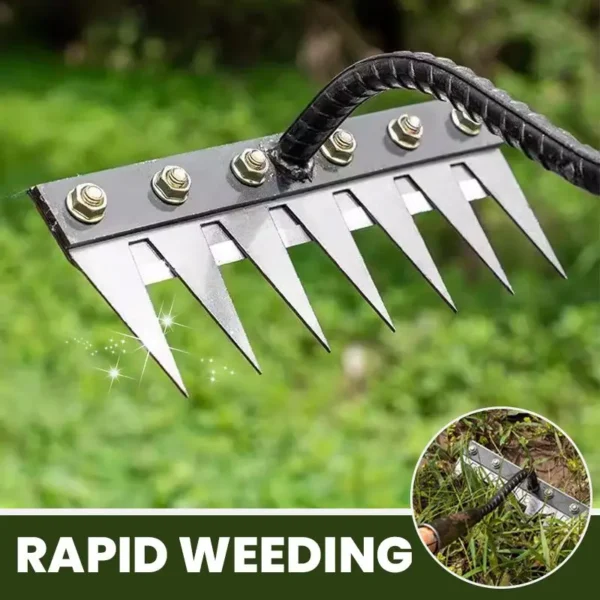 Rastrillo manual de acero al carbono para jardín, herramienta de granja, escarificador de deshierbe, grada de clavos agrícola, grada de Metal, herramienta de deshierbe para jardín, 5/6/7/8 dientes