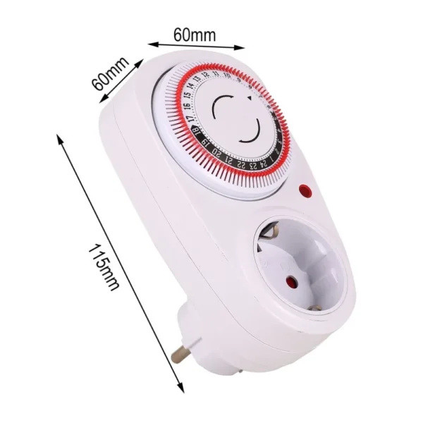 Enchufe mecánico programable con conexión a tierra para interiores, enchufe de Cuenta atrás inteligente, 24 horas, UE/EE. UU./Reino Unido, Apagado automático - Imagen 6