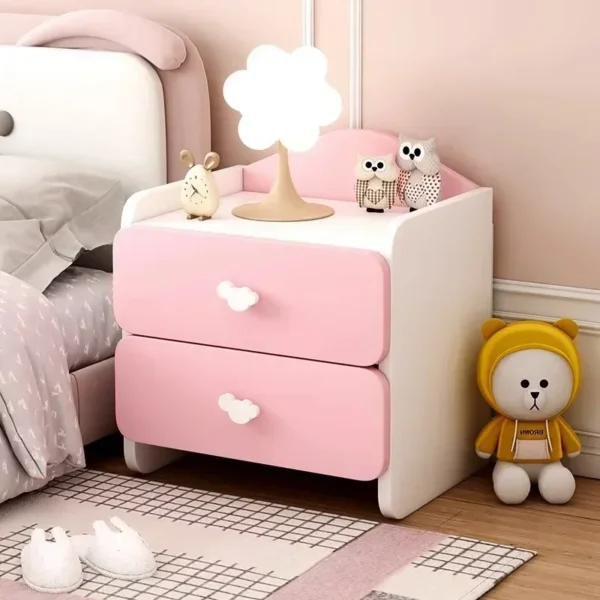 Mesita de noche moderna con cajones dobles, bonita mesita de noche para niños, armario blanco multifuncional para dormitorios de niñas