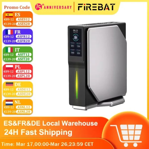 FIREBAT-ordenador portátil S1 Intel N100, Mini PC, DDR4, 16GB RAM, 512GB SSD, Windows 11, BT4.2, HDMI Dual