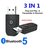 Adaptador inalámbrico Bluetooth 3 en 1, receptor transmisor, Dongle USB auxiliar de 3,5mm, adaptador de Audio para coche, llamada manos libres, altavoz de música