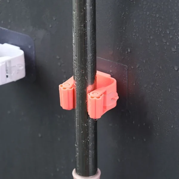 Soporte organizador de fregona montado en la pared, colgador de escoba y cepillo, estante de almacenamiento para el hogar, ganchos de tubo colgantes de succión para baño, herramientas para el hogar - Imagen 4