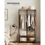 SONGMICS Portable Wardrobe: Foldable Closet with Hanging Rods, Storage Shelves, Removable Hooks. 40x94.5x180cm, Freestanding.