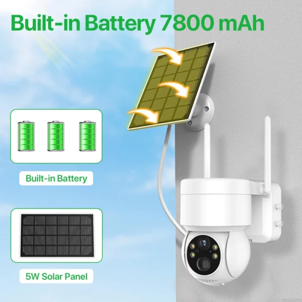 Cámara PTZ HD de 4MP con WiFi para exteriores, cámara IP Solar inalámbrica con batería integrada, cámara de seguridad de videovigilancia, tiempo de espera prolongado - Imagen 2