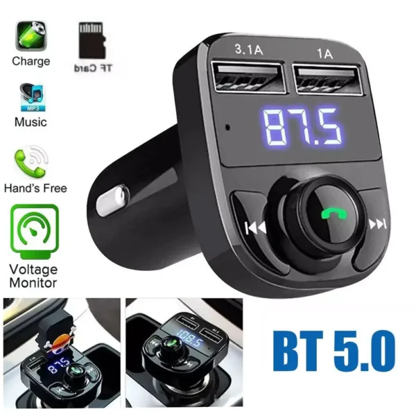 Cargador de coche inalámbrico Bluetooth transmisor FM llamadas manos libres receptor de Radio Mp3 música estéreo adaptador cargador de puerto USB Dual