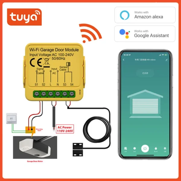 Módulo controlador de motor de abridor de puerta wifi o zigbee Tuya, interruptor de Control remoto inteligente, funciona con el asistente de Google Home Alexa