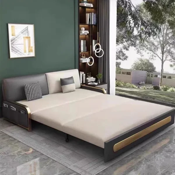 Sofá cama plegable, colchón De dos pisos, sofás De salón grandes y perezosos, muebles De sala De estar blancos minimalistas - Imagen 2