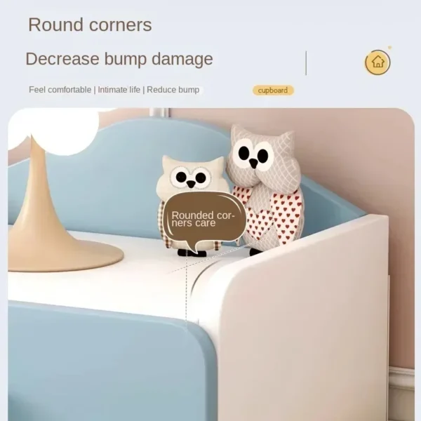 Mesita de noche moderna con cajones dobles, bonita mesita de noche para niños, armario blanco multifuncional para dormitorios de niñas - Imagen 3