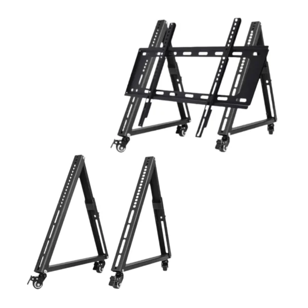 2 soportes para TV móvil de baja altura, soporte para TV rodante de Metal estable que ahorra espacio con monitor de ruedas, soporte de suelo para conferencias LCD