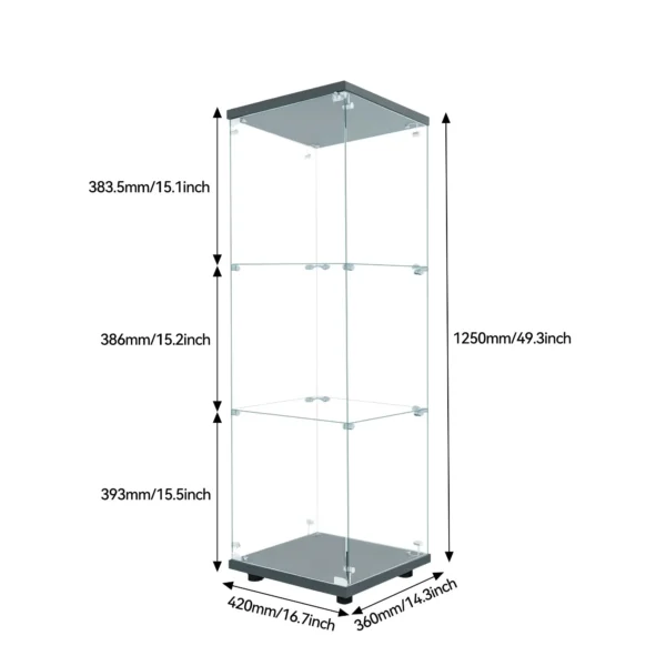 Vitrina de cristal con luz, gabinetes de salón modernos de 3 capas, gabinete de almacenamiento para libros coleccionables, vino, 125x42x36cm - Imagen 6