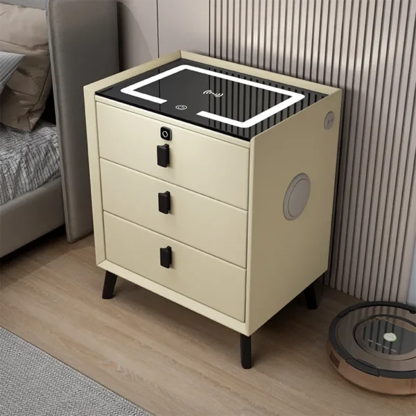 Mesita de noche con Altavoz Bluetooth inteligente, minimamente moderna, armario inteligente para el hogar con luces y carga inalámbrica - Imagen 5