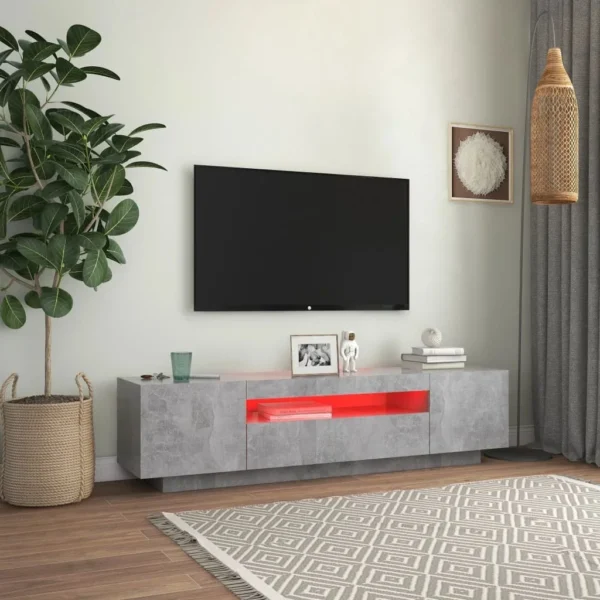 Armario de TV con luces LED, gris hormigón, 160x35x40 cm - Imagen 3