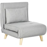 Sofá Cama Individual Tapizado en Lino Sintético 72x78x79 cm Gris - HOMCOM