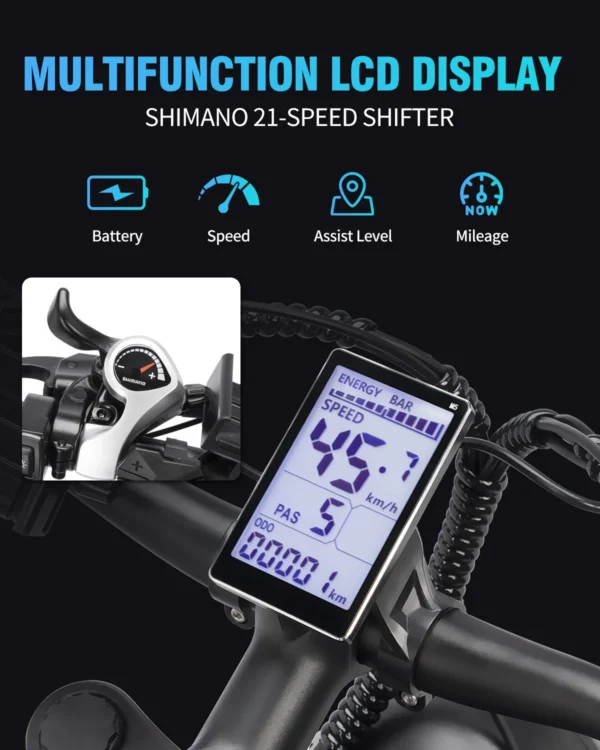Ridstar H26 PRO bicicleta eléctrica plegable H26 PRO, bici con Motor de 1500W, batería de 48V 23ah, freno hidráulico, neumático ancho de 26x4,0 pulgadas - Imagen 5