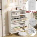 Zapatero con 2 aletas 80x24x118,5 cm, con 1 cajón, zapatero estrecho, cómoda para zapatos de pasillo de entrada, zapatero