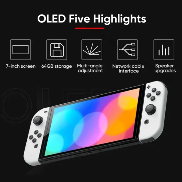 Nintendo Switch-consola OLED con pantalla de 7 pulgadas, consola ajustable de Audio mejorada, modo de TV estable, videojuego - Imagen 2