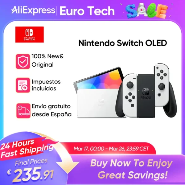 Nintendo Switch-consola OLED con pantalla de 7 pulgadas, consola ajustable de Audio mejorada, modo de TV estable, videojuego