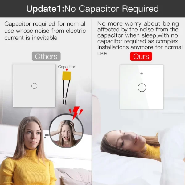 ZigBee-interruptor inteligente táctil de pared, 1/2/3/4 entradas, botón de pared de control de luz LED sin neutro/con cable, voz inteligente con Alexa y Google Home - Imagen 2