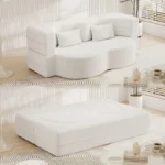 Sofá cama multifuncional doble de madera maciza, sofá cama de compresión, sofá de almacenamiento en habitación para apartamento pequeño de doble uso