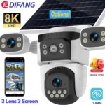 Cámara Solar 8K 15MP 4G sin tres lentes tres pantallas protección de seguridad CCTV cámara Solar PIR cámara IP WiFi externa para exteriores