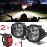 Faro Led para motocicleta, lámpara de luces Led de alto brillo de 12V para motocicleta, focos auxiliares de enfoque Led frontal externo, 2 uds.