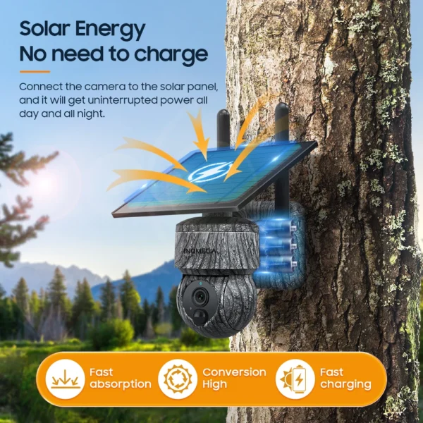 INQMEGA 5MP 4MP WIFI cámara Solar PTZ inalámbrica 4G SIM con Panel Solar Audio bidireccional protección de seguridad cámara CCTV batería Cam - Imagen 3