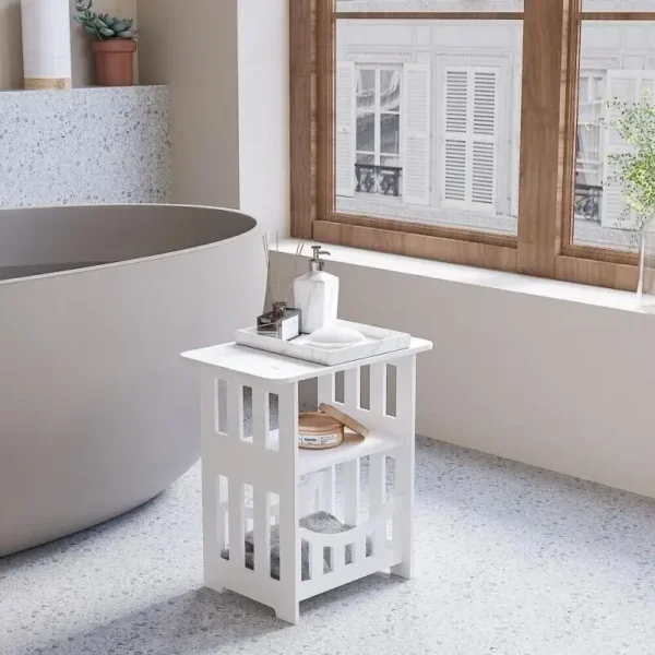 Mesita de noche de doble capa, mesita de noche para dormitorio, mesa de cama portátil, armario Simple para sala de estar, mesa auxiliar para sofá con estante de almacenamiento