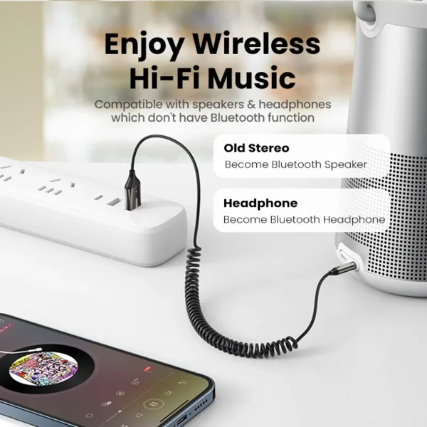 UGREEN-receptor Bluetooth 5,3, adaptador manos libres para coche, Kits de Audio AUX, Jack de 3,5mm, receptor inalámbrico de música para coche, transmisor BT - Imagen 6