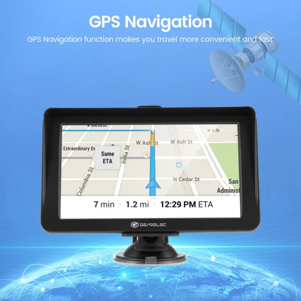 Gearelec-pantalla táctil de navegación GPS para coche, 7 pulgadas, 256M + 8G, instrucciones de voz FM, mapa 3D europeo, actualización gratuita, navegadores profesionales GPS - Imagen 4
