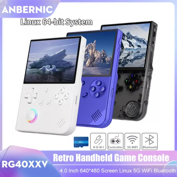 Consola de juegos portátil Retro RG40XXV, pantalla de 4,0 pulgadas, 640x480, sistema Linux, 5G, WiFi, Bluetooth, HDMI, salida de TV, reproductor de videojuegos
