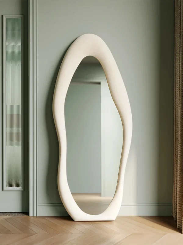 CX392LF Espejo de cuerpo completo de 180cm, espejo de tocador Irregular para suelo de nube, montaje para el hogar, baño, decoración de pared nórdica Entero de cristal