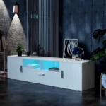Mueble para TV, mueble para TV de alto brillo, mueble para TV con 4 modos de iluminación LED y 16 colores, montado en el suelo, 160 * 35 * 40 cm