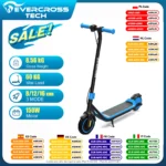 EVERCROSS TECH E6 Patinete Eléctrico para Niños, E-Scooter Ligero de 7" para Niños de 6 a 12 Años, Patinete Eléctrico con un Alcance de hasta 15 km y Luces de 7 Colores, 3 Modos de Velocidad (8, 12, 16 km/h)