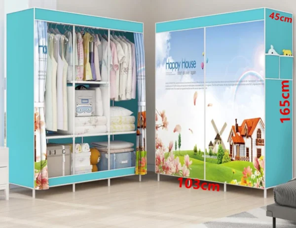 Armario De Tela Organizador de Ropa Plegable Modular lona ropero estante guardar ropero resistente al polvo - Imagen 3