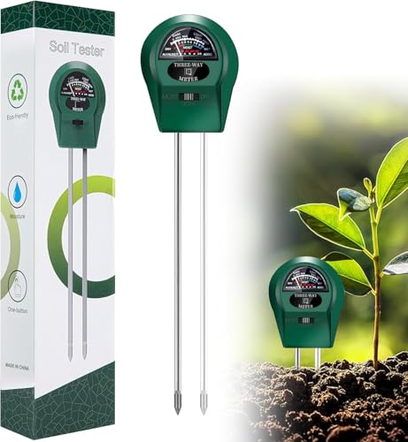 3 en 1 Medidor Humedad Plantas, Medidor PH Tierra, Medidor de Humedad/Luz/PH del Suelo,