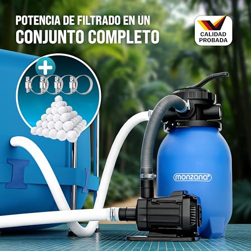 Depuradora de piscina MONZANA filtro de arena 5000 L/h 15.000 L 38mm 180W