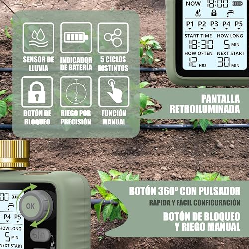 Programador de riego sensor de lluvia latón